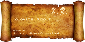 Kolovits Rudolf névjegykártya